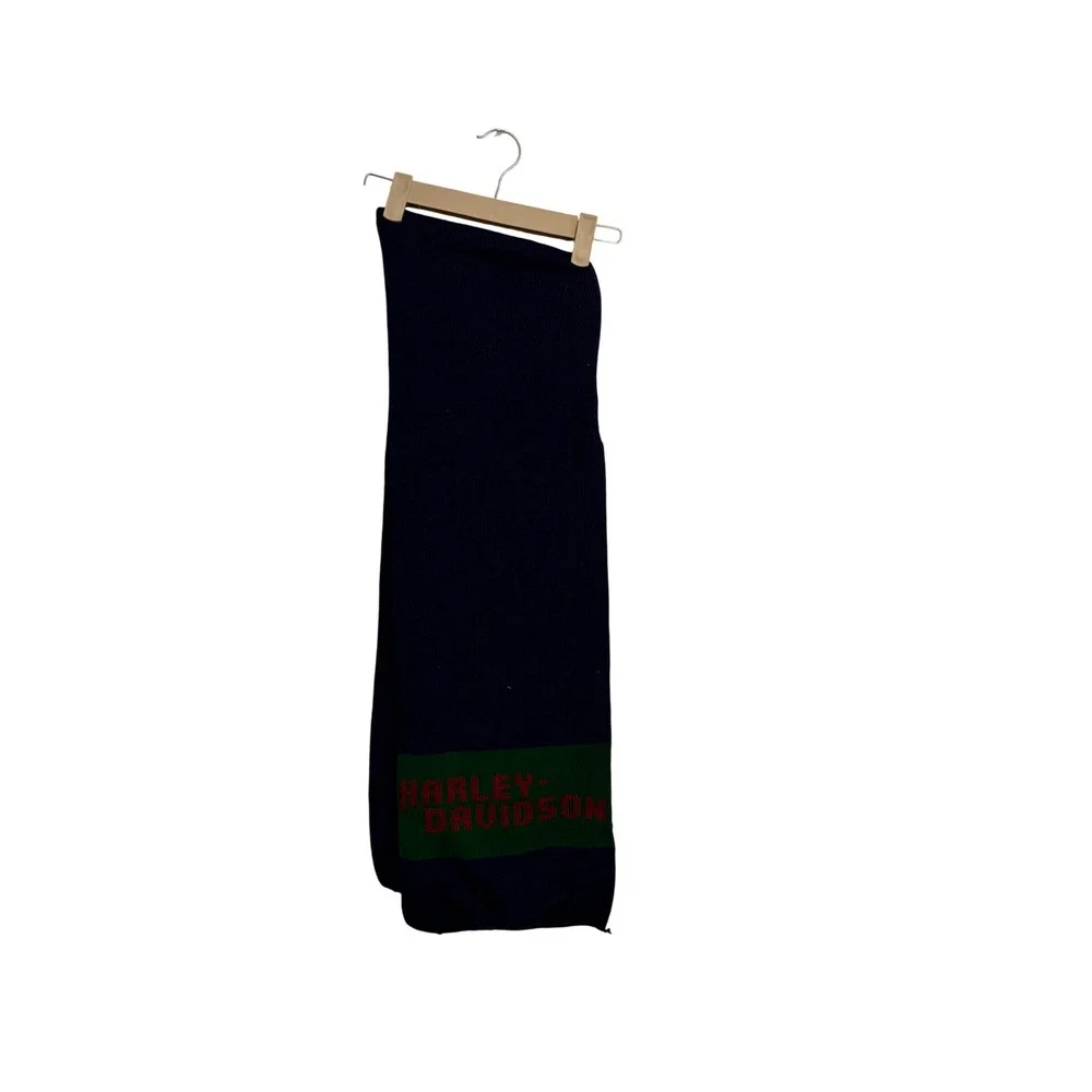 Harley Davidson Hooded Scarf Navy Blue Green Logo Knit Winter‎ Accessory